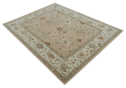 The Rug Decor Area Rug Custom Made Oushak Design Tufted Peach, Ivory and Olive Traditional Rug Custom Made Oushak Design Tufted Peach, Ivory and Olive Traditional Rug