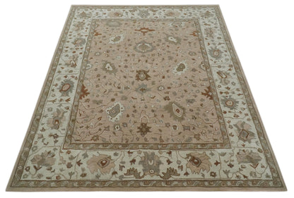 The Rug Decor Area Rug Custom Made Oushak Design Tufted Peach, Ivory and Olive Traditional Rug Custom Made Oushak Design Tufted Peach, Ivory and Olive Traditional Rug