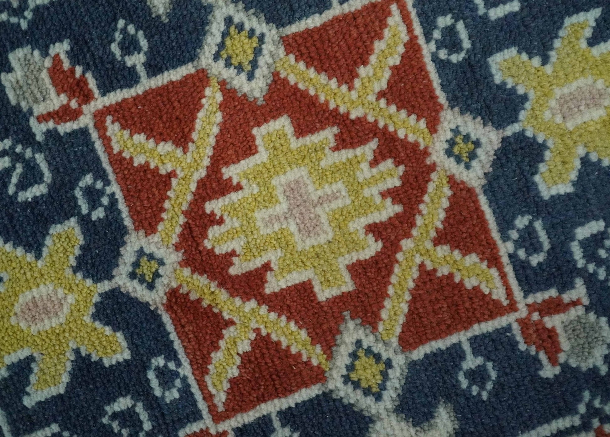 The Rug Decor Area Rug Custom Made Red, Blue, Gray and Mustard Traditional Hand knotted wool Area Rug Custom Made Red, Blue, Gray and Mustard Traditional Hand knotted wool Area Rug