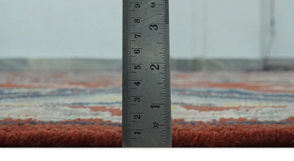 The Rug Decor Area Rug Custom Made Red, Blue, Gray and Mustard Traditional Hand knotted wool Area Rug Custom Made Red, Blue, Gray and Mustard Traditional Hand knotted wool Area Rug