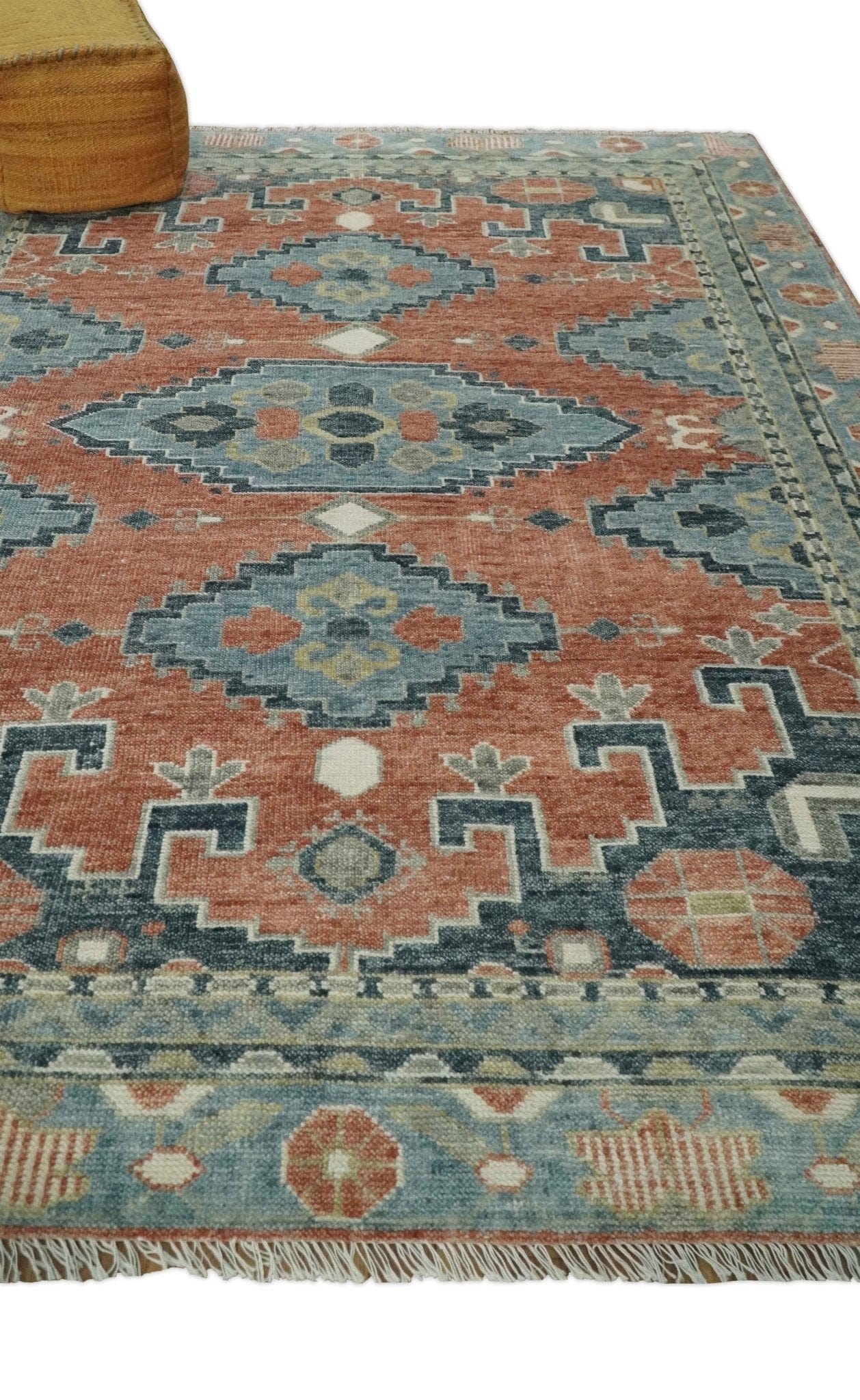 The Rug Decor Area Rug Custom Made Rust and Gray Traditional Hand knotted Multi Size wool Area Rug Custom Made Rust and Gray Traditional Hand knotted Multi Size wool Area Rug