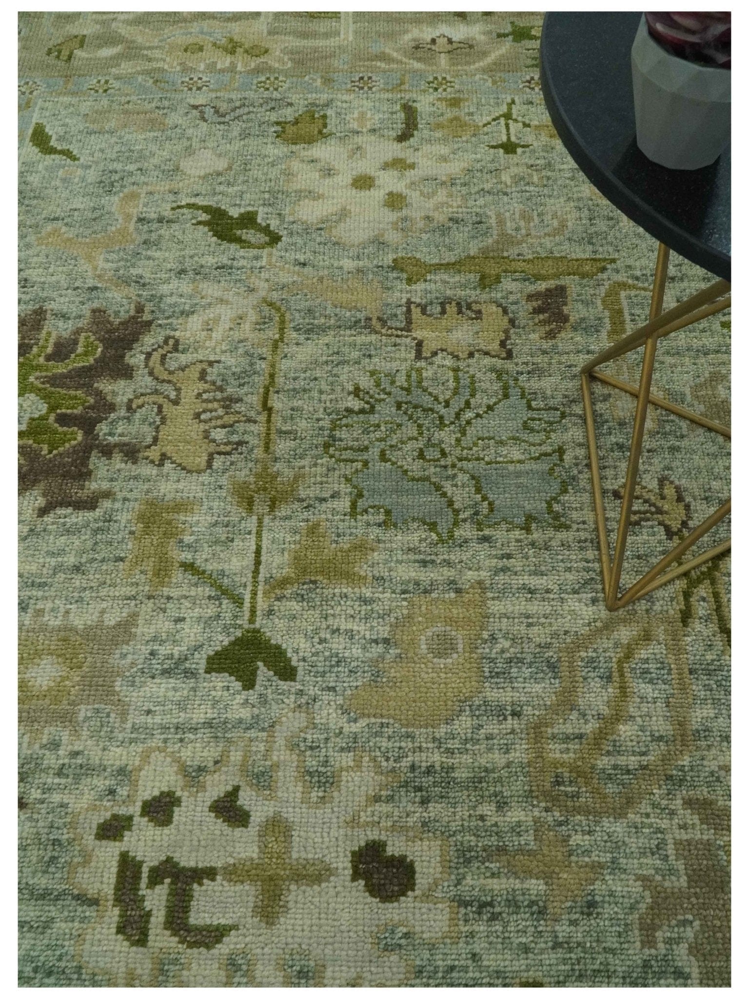 The Rug Decor Area Rug Custom Made Silver and Green Hand Knotted Traditional Oushak wool area rug Custom Made Silver and Green Hand Knotted Traditional Oushak wool area rug