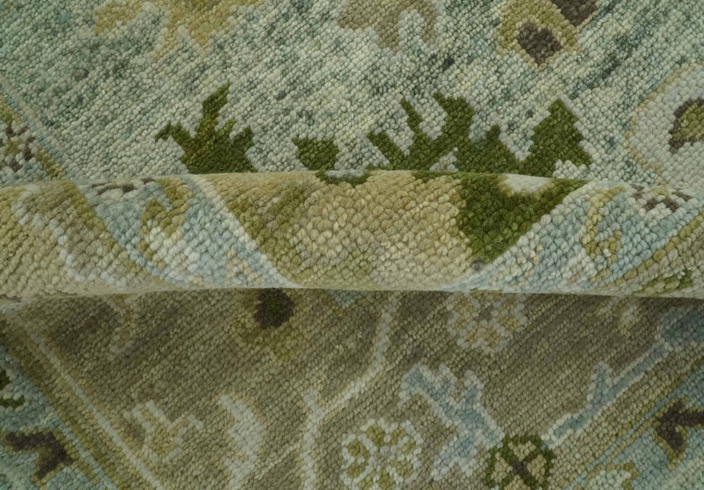 The Rug Decor Area Rug Custom Made Silver and Green Hand Knotted Traditional Oushak wool area rug Custom Made Silver and Green Hand Knotted Traditional Oushak wool area rug