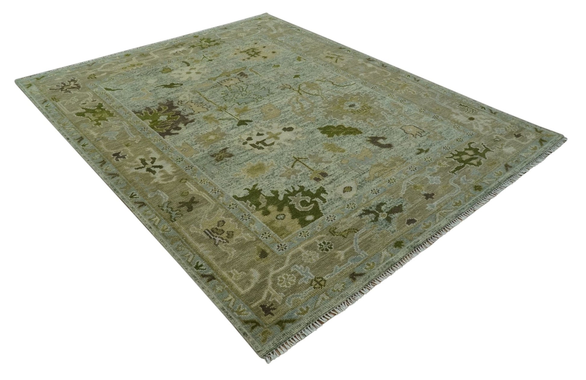 The Rug Decor Area Rug Custom Made Silver and Green Hand Knotted Traditional Oushak wool area rug Custom Made Silver and Green Hand Knotted Traditional Oushak wool area rug