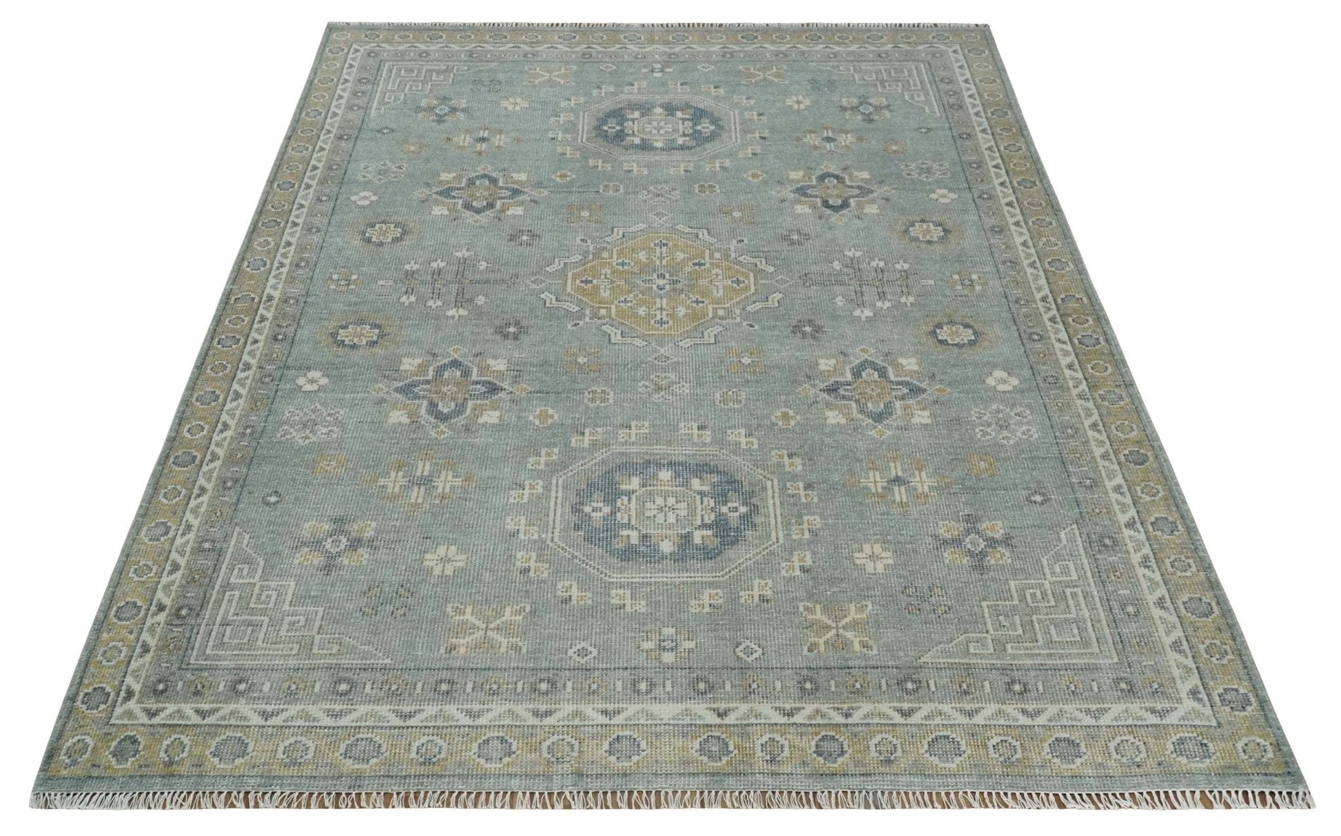 The Rug Decor Area Rug Custom Made Silver, Beige and Charcoal Traditional Hand knotted Mamluk design wool Area Rug Custom Made Silver, Beige and Charcoal Traditional Hand knotted Mamluk design wool Area Rug
