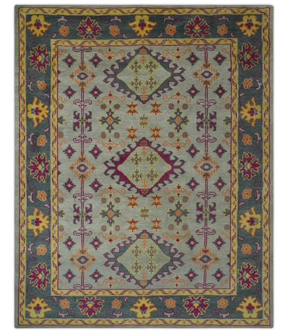 The Rug Decor Area Rug 8x10 Custom Made Silver, Charcoal and Purple Traditional Oriental Hand Knotted wool Rug Custom Made Silver, Charcoal and Purple Traditional Oriental Hand Knotted wool Rug