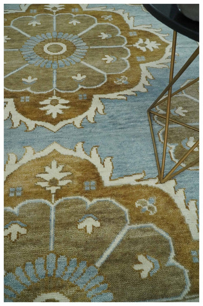 The Rug Decor Area Rug Custom Made Silver, Olive and Ivory Traditional Medallion Large Floral Design Hand knotted wool Area Rug Custom Made Silver, Olive and Ivory Traditional Medallion Large Floral Design Hand knotted wool Area Rug