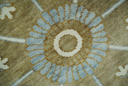 The Rug Decor Area Rug Custom Made Silver, Olive and Ivory Traditional Medallion Large Floral Design Hand knotted wool Area Rug Custom Made Silver, Olive and Ivory Traditional Medallion Large Floral Design Hand knotted wool Area Rug