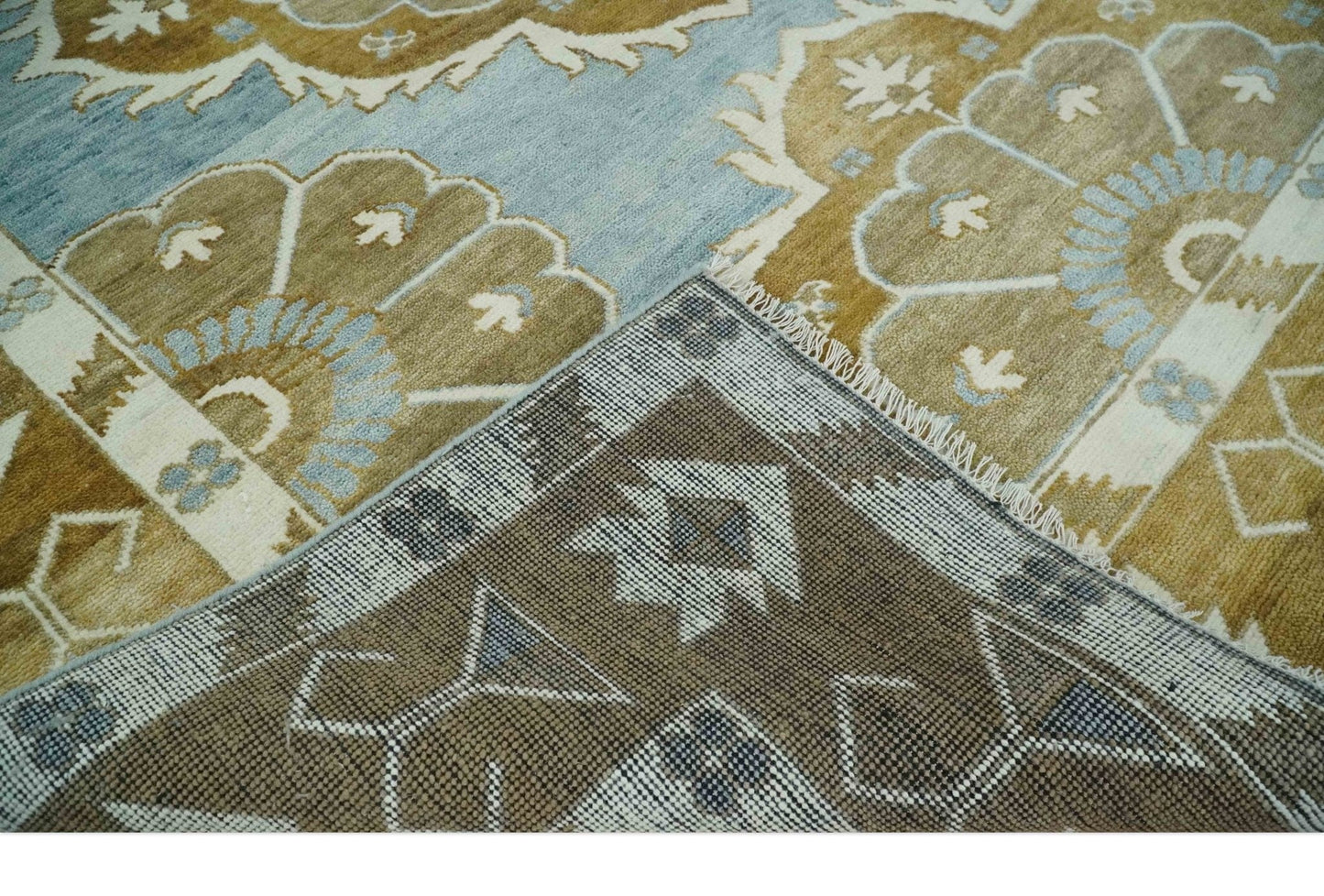 The Rug Decor Area Rug Custom Made Silver, Olive and Ivory Traditional Medallion Large Floral Design Hand knotted wool Area Rug Custom Made Silver, Olive and Ivory Traditional Medallion Large Floral Design Hand knotted wool Area Rug