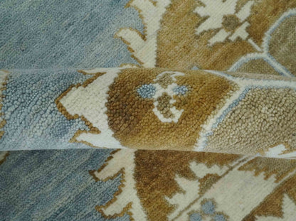 The Rug Decor Area Rug Custom Made Silver, Olive and Ivory Traditional Medallion Large Floral Design Hand knotted wool Area Rug Custom Made Silver, Olive and Ivory Traditional Medallion Large Floral Design Hand knotted wool Area Rug