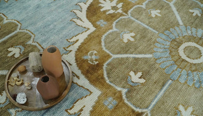 The Rug Decor Area Rug Custom Made Silver, Olive and Ivory Traditional Medallion Large Floral Design Hand knotted wool Area Rug Custom Made Silver, Olive and Ivory Traditional Medallion Large Floral Design Hand knotted wool Area Rug