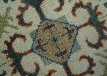 The Rug Decor Area Rug Custom Made Teal and Ivory Hand Knotted Traditional Mamluk Design wool Rug Custom Made Teal and Ivory Hand Knotted Traditional Mamluk Design wool Rug