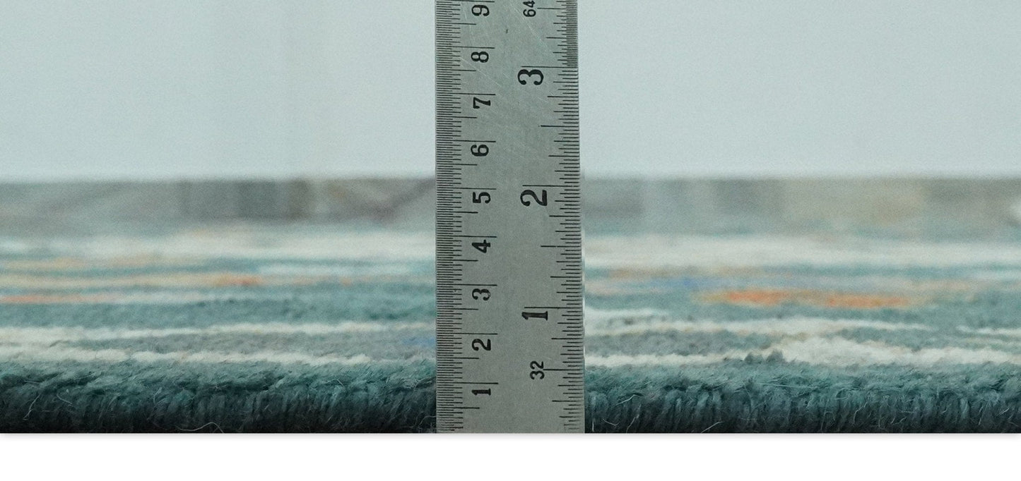 The Rug Decor Area Rug Custom Made Teal and Ivory Hand Knotted Traditional Mamluk Design wool Rug Custom Made Teal and Ivory Hand Knotted Traditional Mamluk Design wool Rug