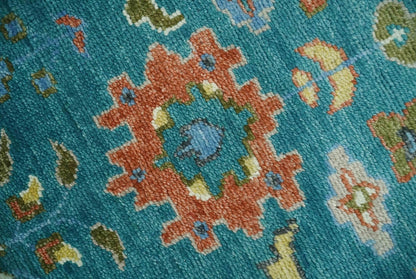 The Rug Decor Area Rug Custom Made Teal and Ivory Hand knotted Traditional Oushak wool Area Rug Custom Made Teal and Ivory Hand knotted Traditional Oushak wool Area Rug