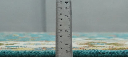 The Rug Decor Area Rug Custom Made Teal and Ivory Hand knotted Traditional Oushak wool Area Rug Custom Made Teal and Ivory Hand knotted Traditional Oushak wool Area Rug