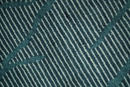 The Rug Decor Area Rug Custom Made Teal and Ivory Modern Stripes Design Hand Knotted wool Area Rug Custom Made Teal and Ivory Modern Stripes Design Hand Knotted wool Area Rug