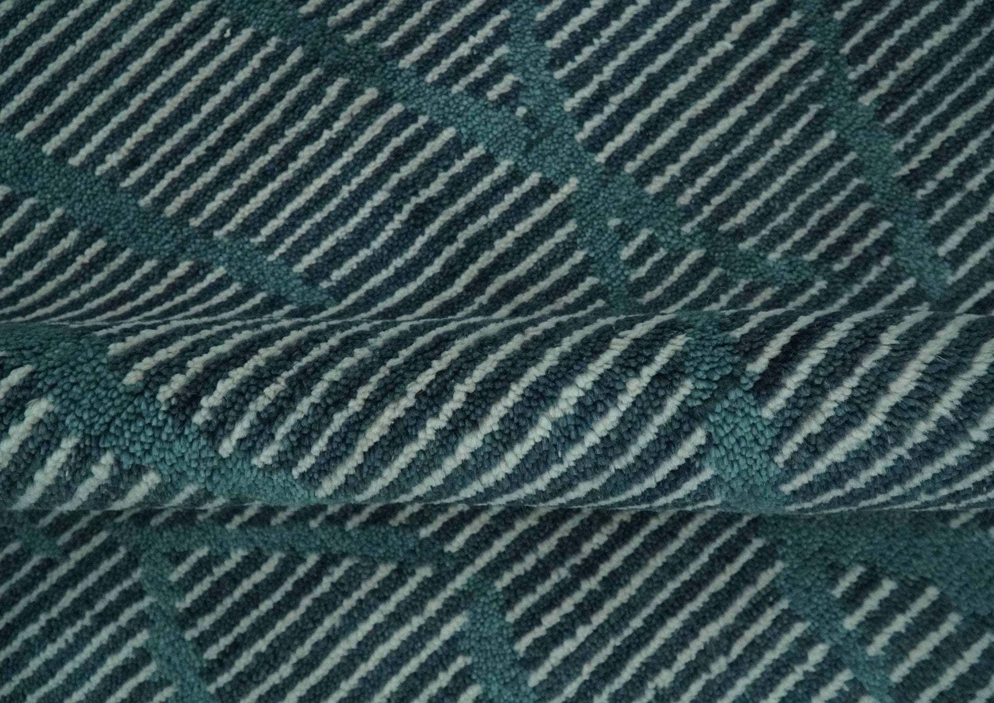 The Rug Decor Area Rug Custom Made Teal and Ivory Modern Stripes Design Hand Knotted wool Area Rug Custom Made Teal and Ivory Modern Stripes Design Hand Knotted wool Area Rug