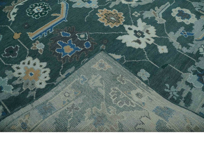 The Rug Decor Area Rug Custom Made Teal and Silver Traditional Oriental Oushak wool Area Rug Custom Made Teal and Silver Traditional Oriental Oushak wool Area Rug