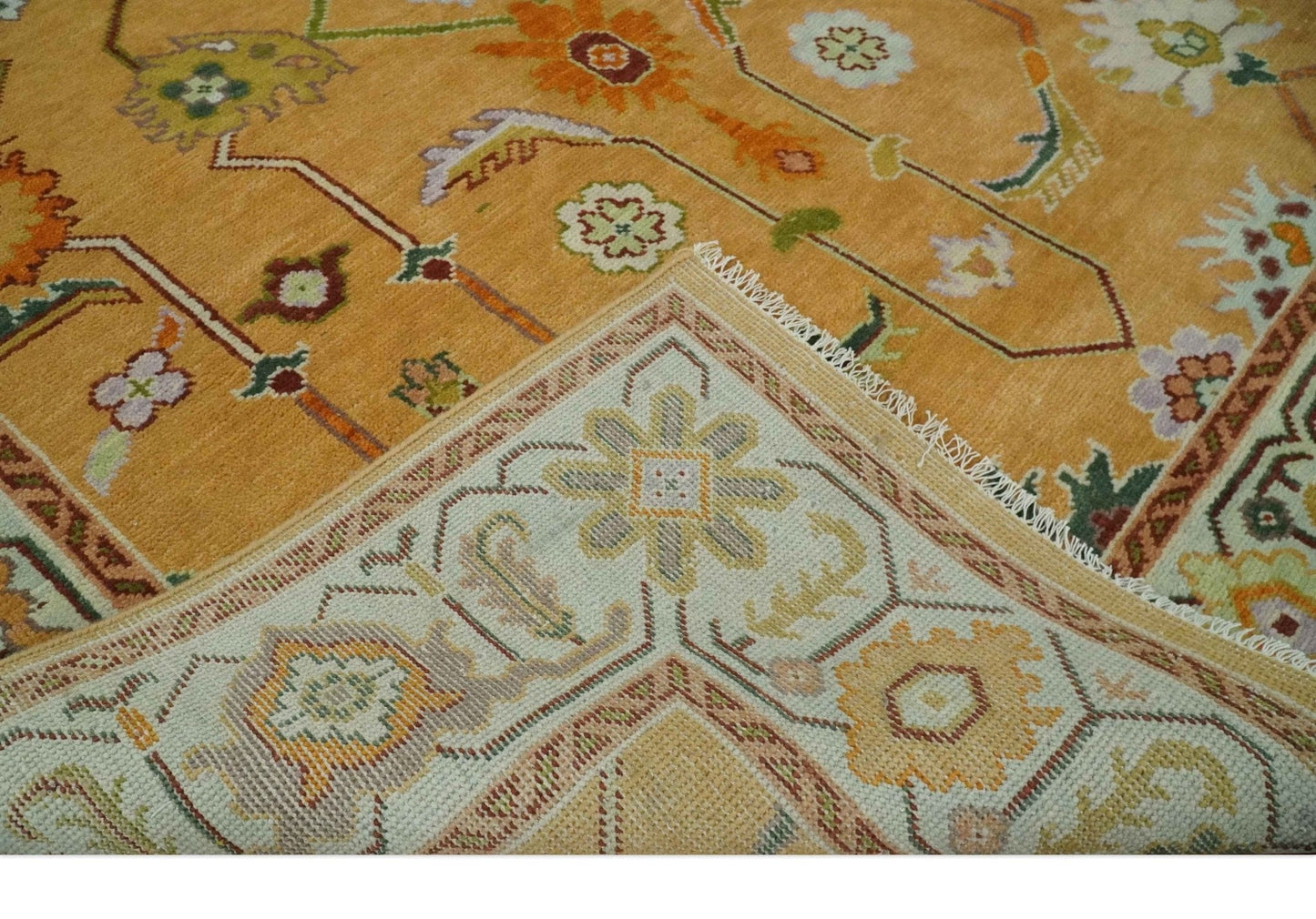 The Rug Decor Area Rug Custom Made Traditional Floral Dark Peach and Ivory Hand knotted Multi Size wool Area Rug Custom Made Traditional Floral Dark Peach and Ivory Hand knotted Multi Size wool Area Rug