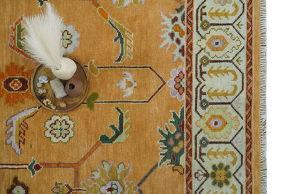 The Rug Decor Area Rug Custom Made Traditional Floral Dark Peach and Ivory Hand knotted Multi Size wool Area Rug Custom Made Traditional Floral Dark Peach and Ivory Hand knotted Multi Size wool Area Rug