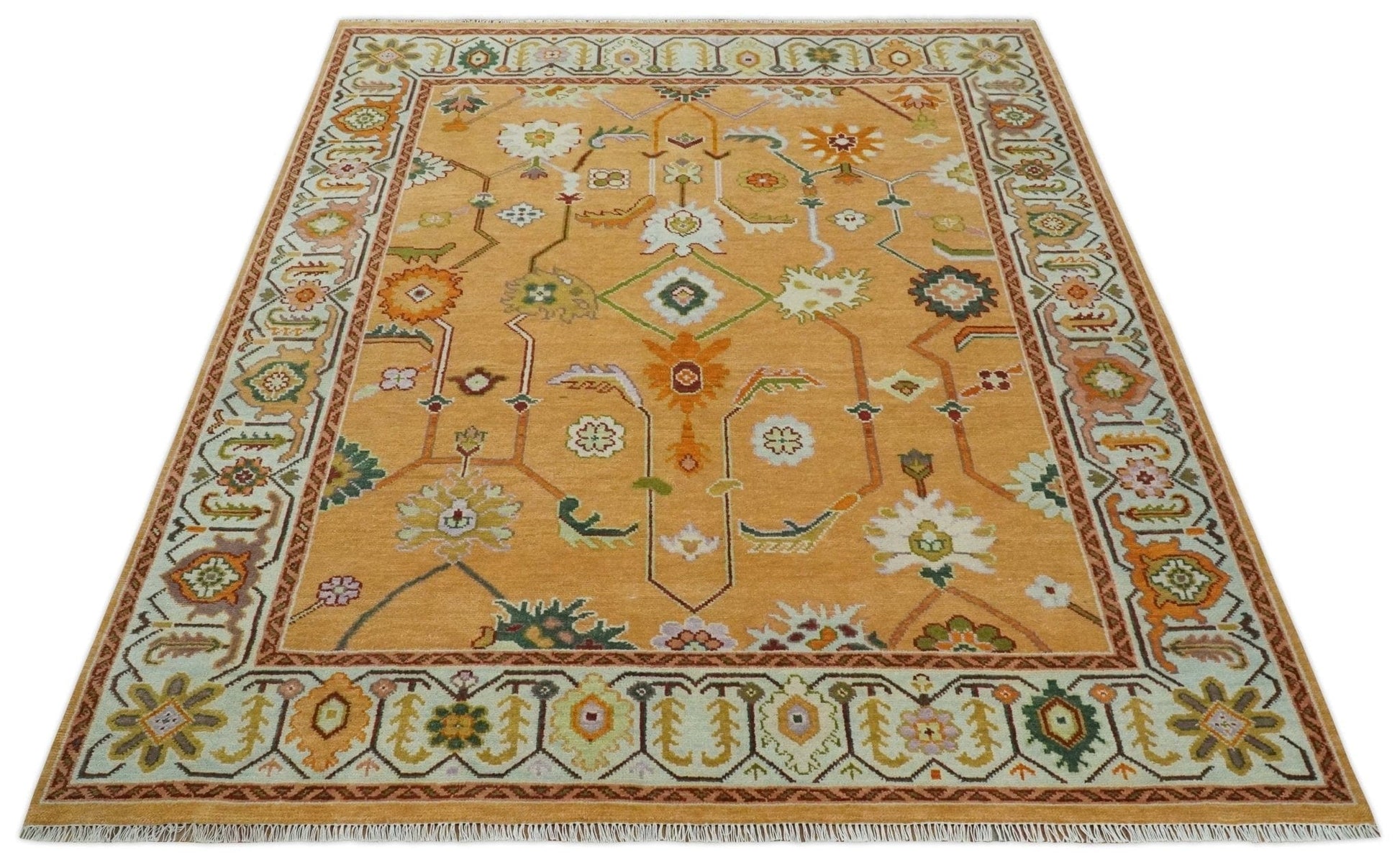 The Rug Decor Area Rug Custom Made Traditional Floral Dark Peach and Ivory Hand knotted Multi Size wool Area Rug Custom Made Traditional Floral Dark Peach and Ivory Hand knotted Multi Size wool Area Rug