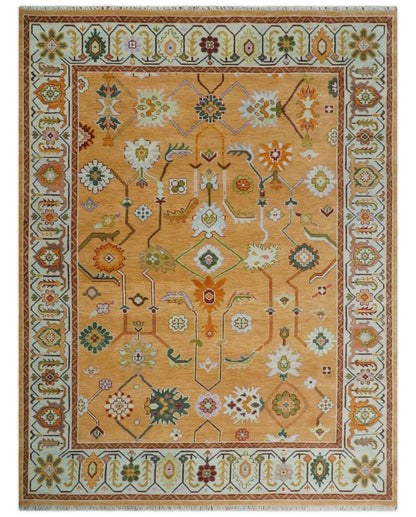 The Rug Decor Area Rug 9x12 Custom Made Traditional Floral Dark Peach and Ivory Hand knotted Multi Size wool Area Rug Custom Made Traditional Floral Dark Peach and Ivory Hand knotted Multi Size wool Area Rug