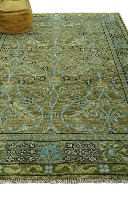 The Rug Decor Area Rug Custom Made Traditional Floral Green and Aqua Hand Knotted wool area rug Custom Made Traditional Floral Green and Aqua Hand Knotted wool area rug