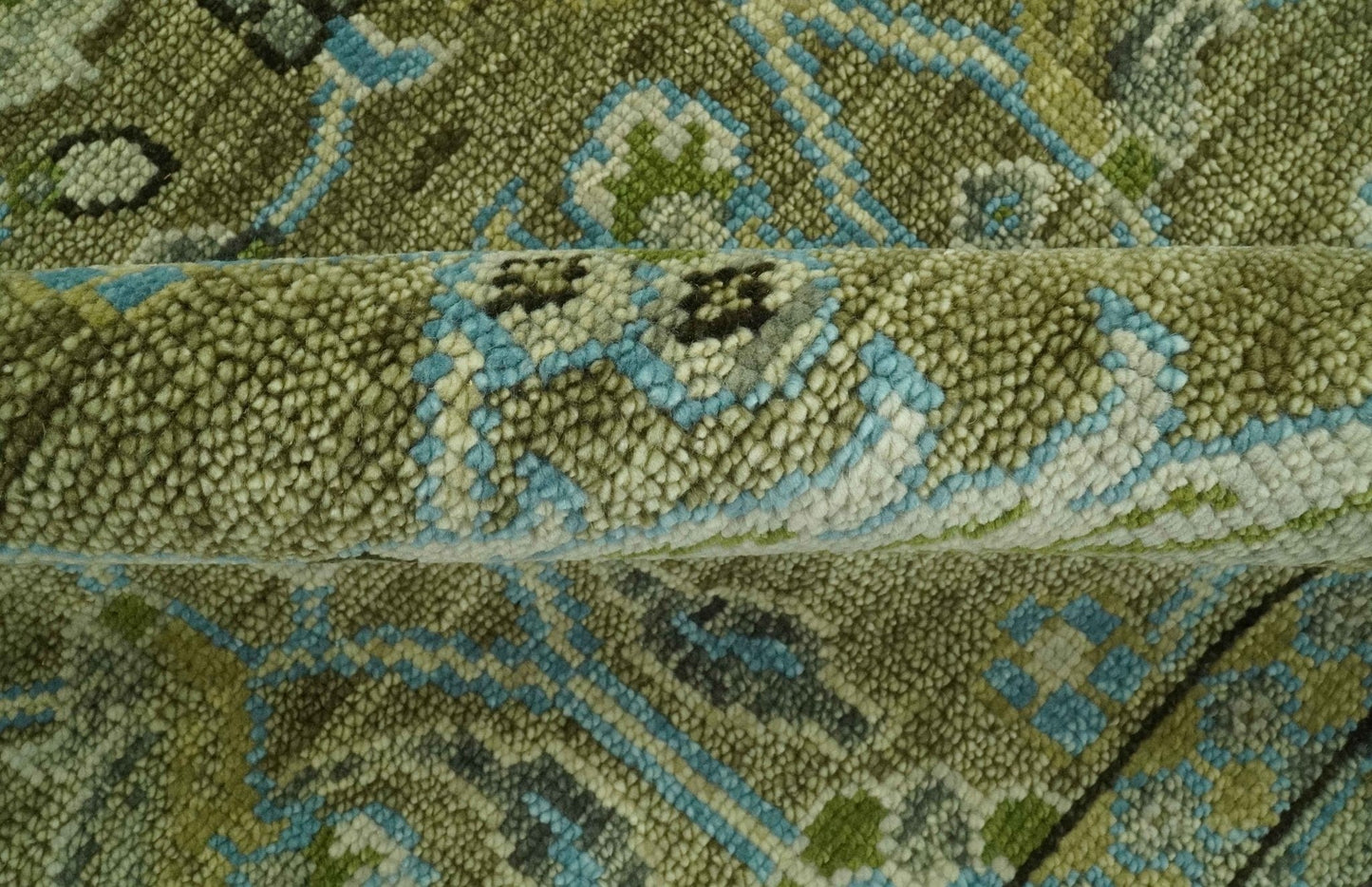 The Rug Decor Area Rug Custom Made Traditional Floral Green and Aqua Hand Knotted wool area rug Custom Made Traditional Floral Green and Aqua Hand Knotted wool area rug