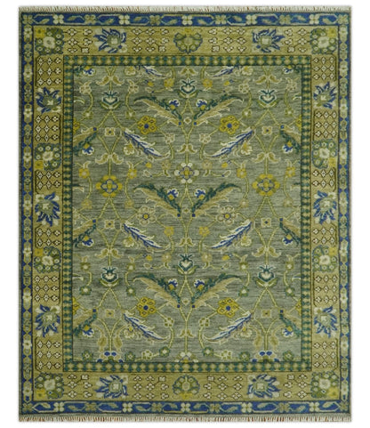 The Rug Decor Area Rug 8x10 Custom Made Traditional Floral Green and Blue Hand Knotted wool area rug Custom Made Traditional Floral Green and Blue Hand Knotted wool area rug