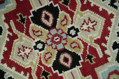 The Rug Decor Area Rug Custom Made Traditional Heriz Rust, Ivory, Black and Beige Hand knotted Medallion Wool Area Rug Custom Made Traditional Heriz Rust, Ivory, Black and Beige Hand knotted Medallion Wool Area Rug