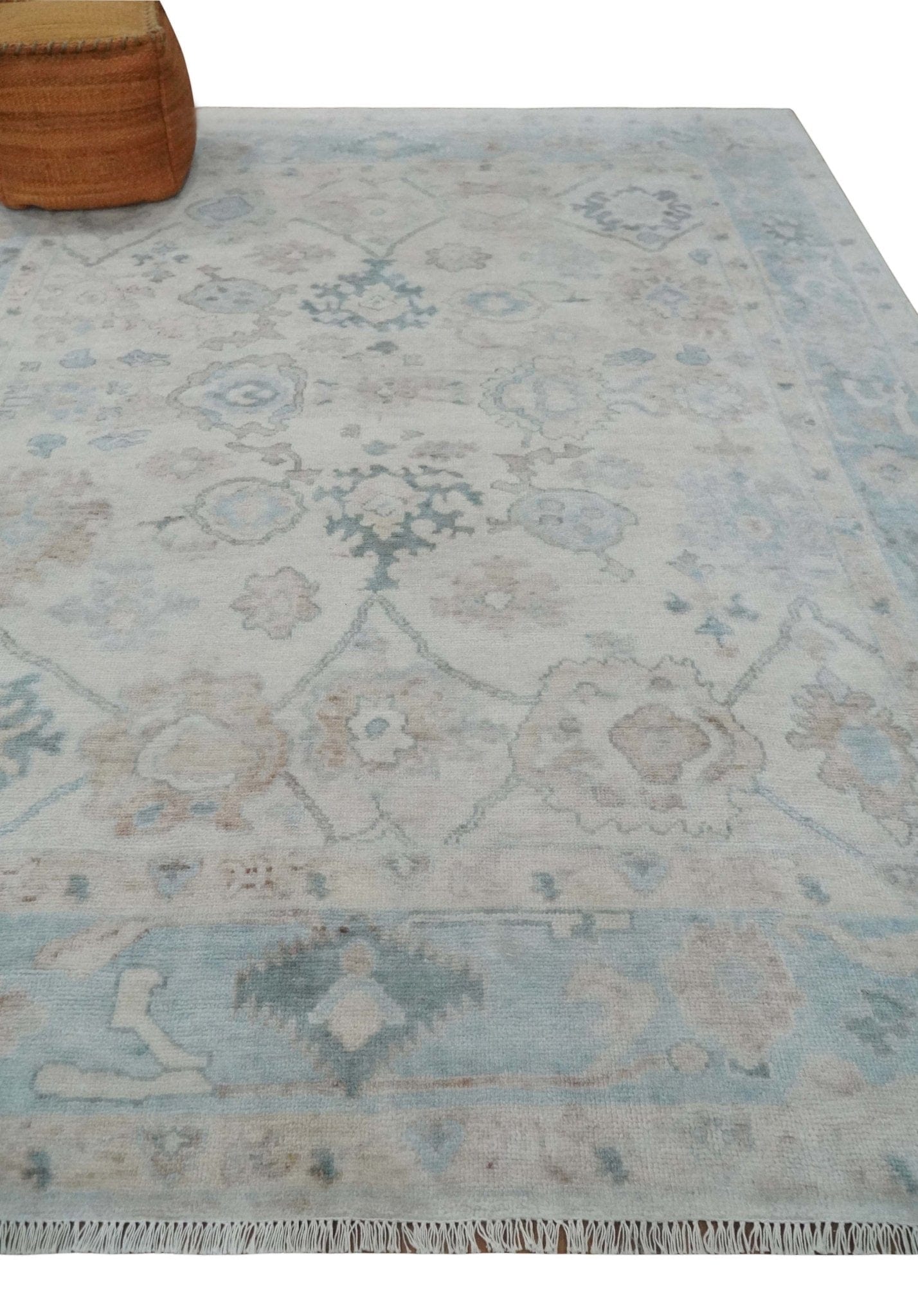 The Rug Decor Area Rug Custom Made Traditional Ivory and Silver Antique Style Oushak Hand knotted Wool Area Rug Custom Made Traditional Ivory and Silver Antique Style Oushak Hand knotted Wool Area Rug
