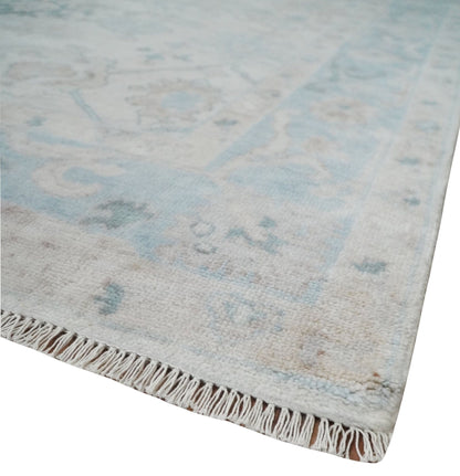 The Rug Decor Area Rug Custom Made Traditional Ivory and Silver Antique Style Oushak Hand knotted Wool Area Rug Custom Made Traditional Ivory and Silver Antique Style Oushak Hand knotted Wool Area Rug