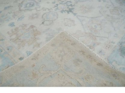 The Rug Decor Area Rug Custom Made Traditional Ivory and Silver Antique Style Oushak Hand knotted Wool Area Rug Custom Made Traditional Ivory and Silver Antique Style Oushak Hand knotted Wool Area Rug