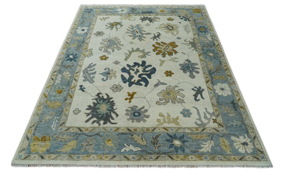 The Rug Decor Area Rug Custom Made Traditional Oushak Ivory and Silver Hand knotted wool Area Rug Custom Made Traditional Oushak Ivory and Silver Hand knotted wool Area Rug
