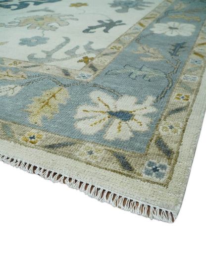 The Rug Decor Area Rug Custom Made Traditional Oushak Ivory and Silver Hand knotted wool Area Rug Custom Made Traditional Oushak Ivory and Silver Hand knotted wool Area Rug
