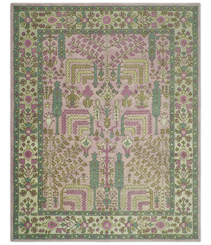 The Rug Decor Area Rug Custom Made Tree of life Traditional Floral Light Purple, Green, Olive and Beige Hand Tufted wool Area Rug Custom Made Tree of life Traditional Floral Light Purple, Green, Olive and Beige Hand Tufted wool Area Rug