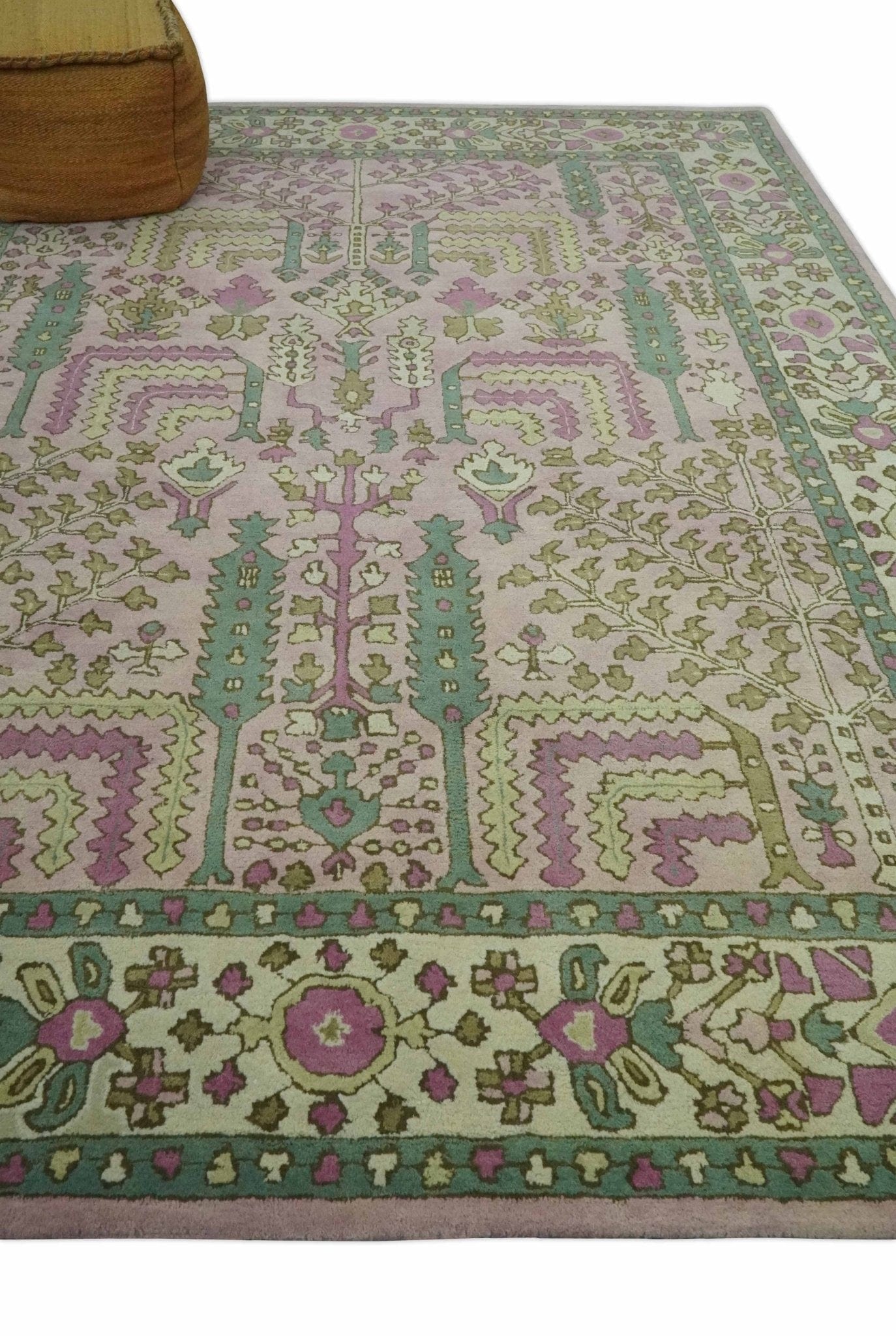 The Rug Decor Area Rug Custom Made Tree of life Traditional Floral Light Purple, Green, Olive and Beige Hand Tufted wool Area Rug Custom Made Tree of life Traditional Floral Light Purple, Green, Olive and Beige Hand Tufted wool Area Rug