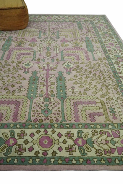 The Rug Decor Area Rug Custom Made Tree of life Traditional Floral Light Purple, Green, Olive and Beige Hand Tufted wool Area Rug Custom Made Tree of life Traditional Floral Light Purple, Green, Olive and Beige Hand Tufted wool Area Rug