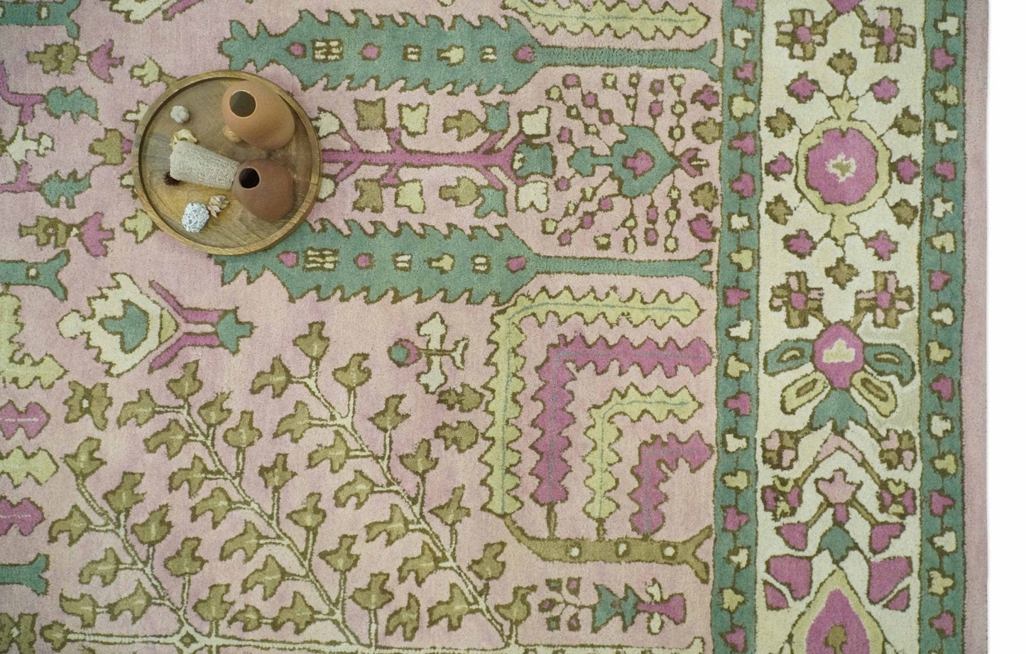 The Rug Decor Area Rug Custom Made Tree of life Traditional Floral Light Purple, Green, Olive and Beige Hand Tufted wool Area Rug Custom Made Tree of life Traditional Floral Light Purple, Green, Olive and Beige Hand Tufted wool Area Rug