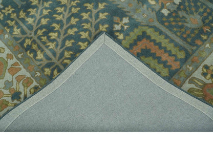 The Rug Decor Area Rug Custom Made Tree of life Traditional Teal, Silver, Green and Dark Peach wool Rug Custom Made Tree of life Traditional Teal, Silver, Green and Dark Peach wool Rug
