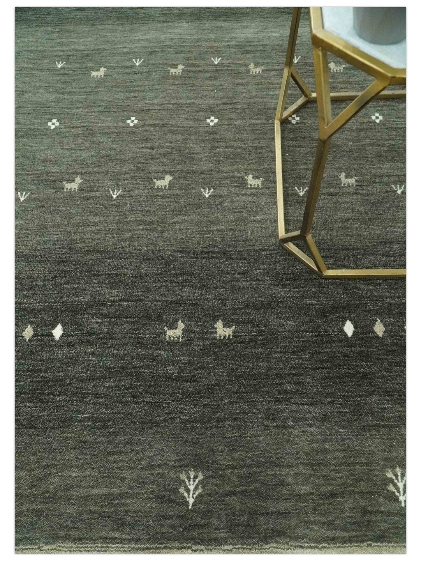 The Rug Decor Area Rug Custom Made Tribal Gabbeh Dark Green wool Area Rug Custom Made Tribal Gabbeh Dark Green wool Area Rug