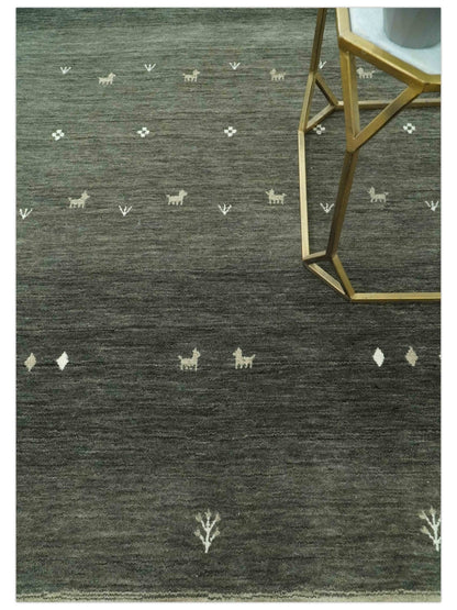 The Rug Decor Area Rug Custom Made Tribal Gabbeh Dark Green wool Area Rug Custom Made Tribal Gabbeh Dark Green wool Area Rug