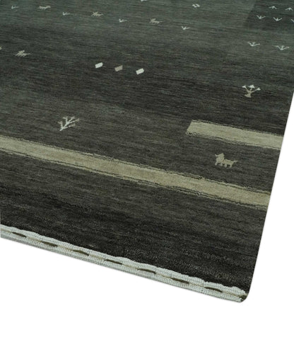 The Rug Decor Area Rug Custom Made Tribal Gabbeh Dark Green wool Area Rug Custom Made Tribal Gabbeh Dark Green wool Area Rug