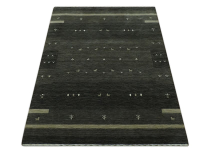 The Rug Decor Area Rug Custom Made Tribal Gabbeh Dark Green wool Area Rug Custom Made Tribal Gabbeh Dark Green wool Area Rug