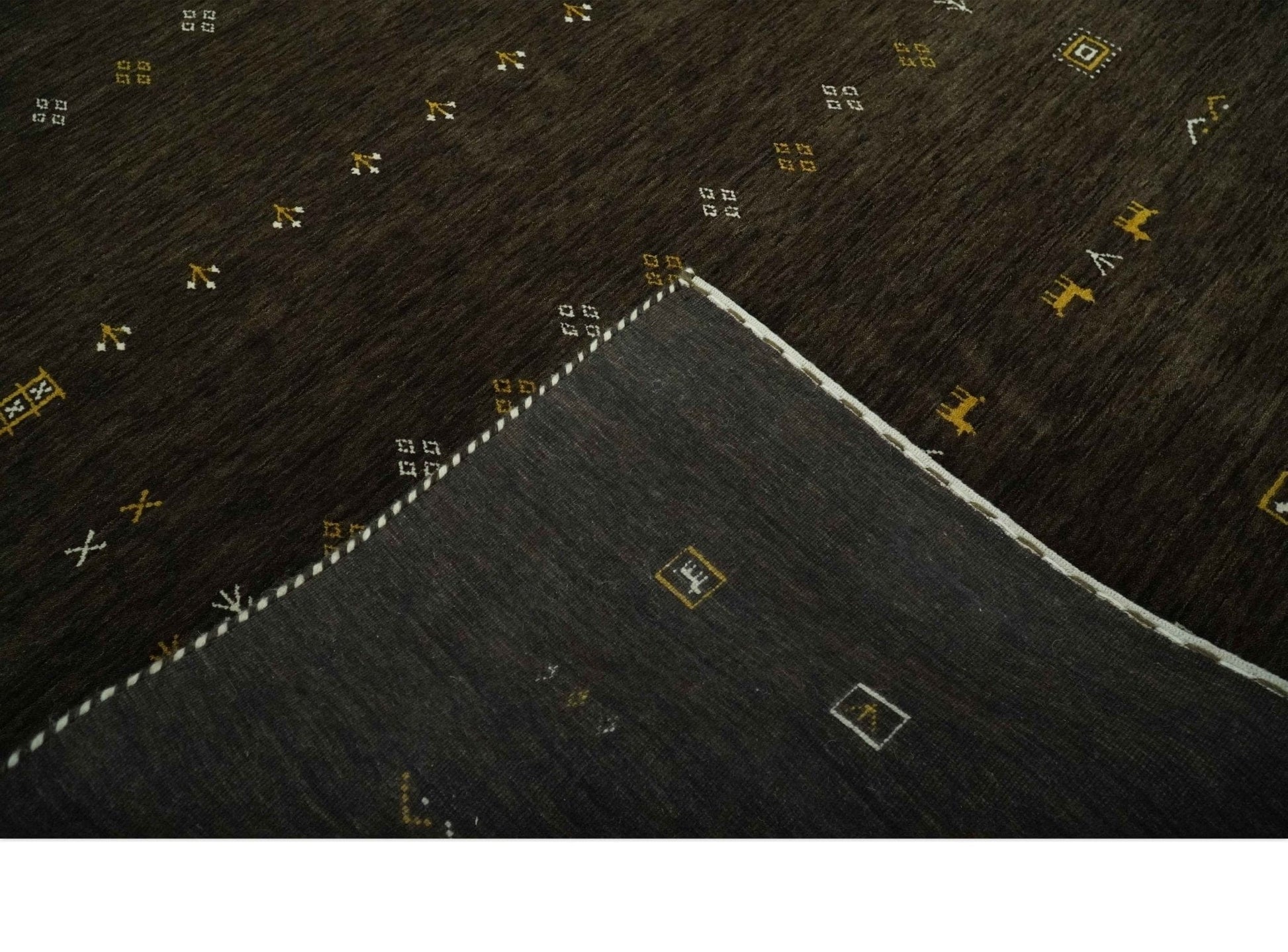 The Rug Decor Area Rug Custom Made Tribal look Greenish-Brown Traditional Hand loom Wool Area Rug Custom Made Tribal look Greenish-Brown Traditional Hand loom Wool Area Rug