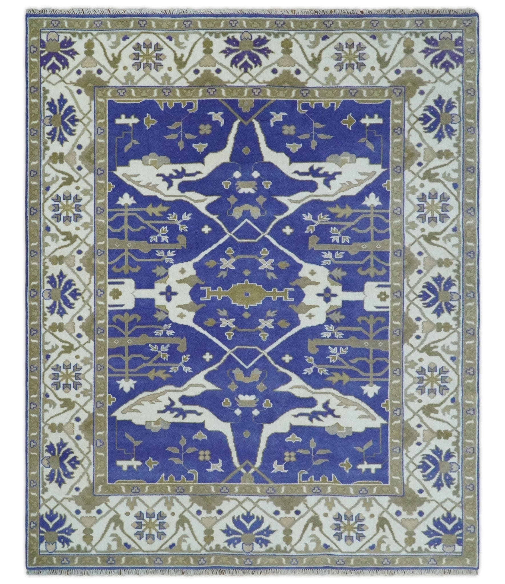 The Rug Decor Area Rug 8x10 Custom Made Violet, Ivory and Olive Traditional Hand knotted Oriental Oushak wool Area Rug Custom Made Violet, Ivory and Olive Traditional Hand knotted Oriental Oushak wool Area Rug