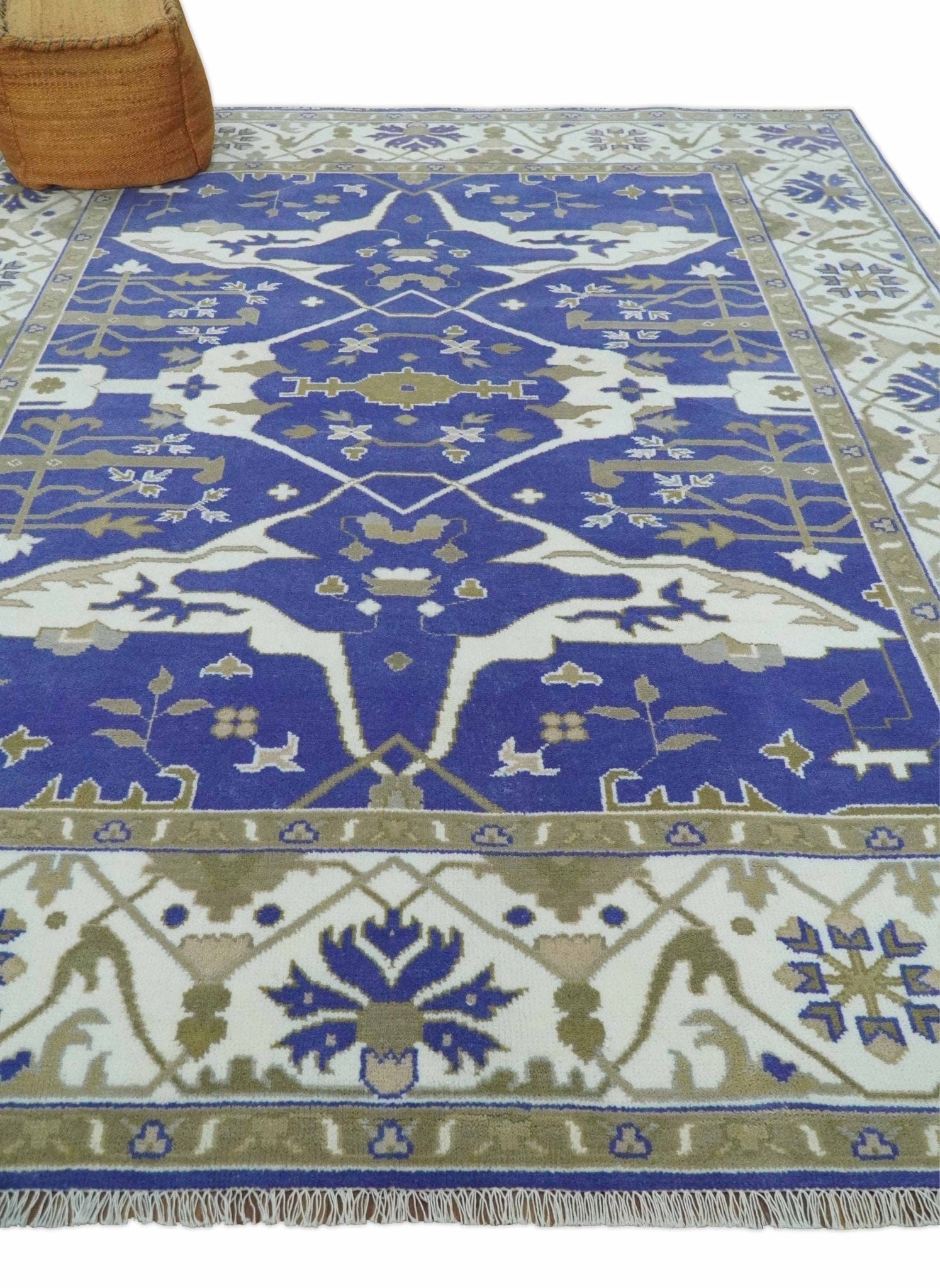 The Rug Decor Area Rug Custom Made Violet, Ivory and Olive Traditional Hand knotted Oriental Oushak wool Area Rug Custom Made Violet, Ivory and Olive Traditional Hand knotted Oriental Oushak wool Area Rug
