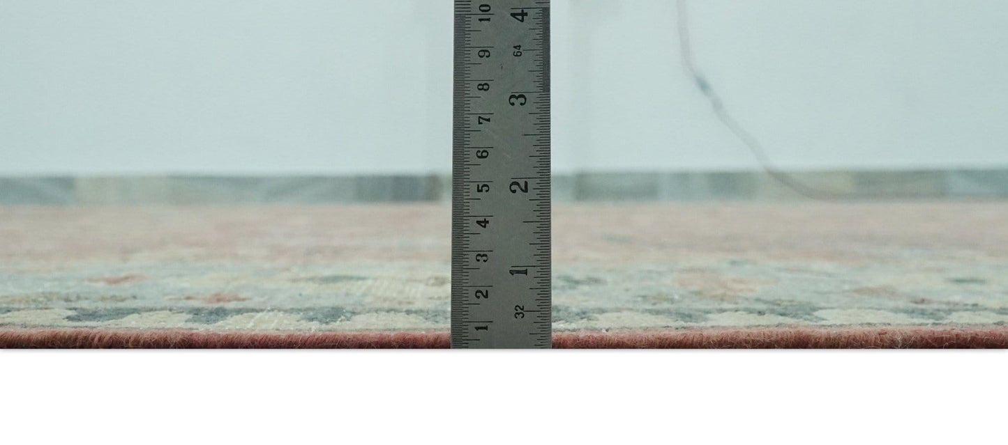 The Rug Decor Area Rug Distress Finished Tree of Life Hand Knotted Rust and Silver Custom Made Wool Rug Distress Finished Tree of Life Hand Knotted Rust and Silver Custom Made Wool Rug