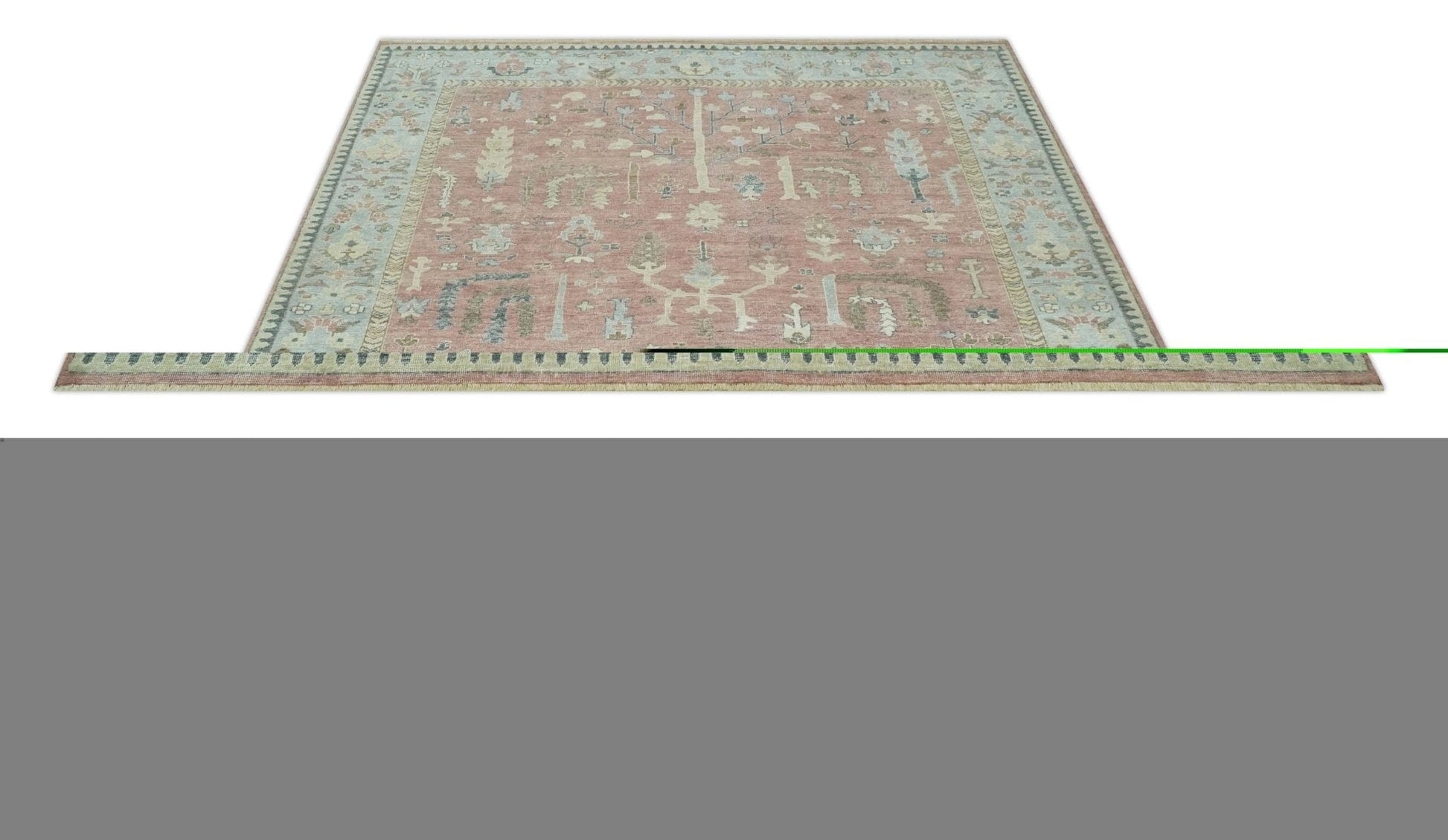 The Rug Decor Area Rug Distress Finished Tree of Life Hand Knotted Rust and Silver Custom Made Wool Rug Distress Finished Tree of Life Hand Knotted Rust and Silver Custom Made Wool Rug