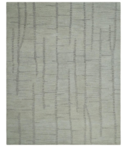 The Rug Decor Area Rug 8x10 Earthy Modern Stripes Design Custom Made Ivory, Silver and Gray Hand Tufted Rug Earthy Modern Stripes Design Custom Made Ivory, Silver and Gray Hand Tufted Rug